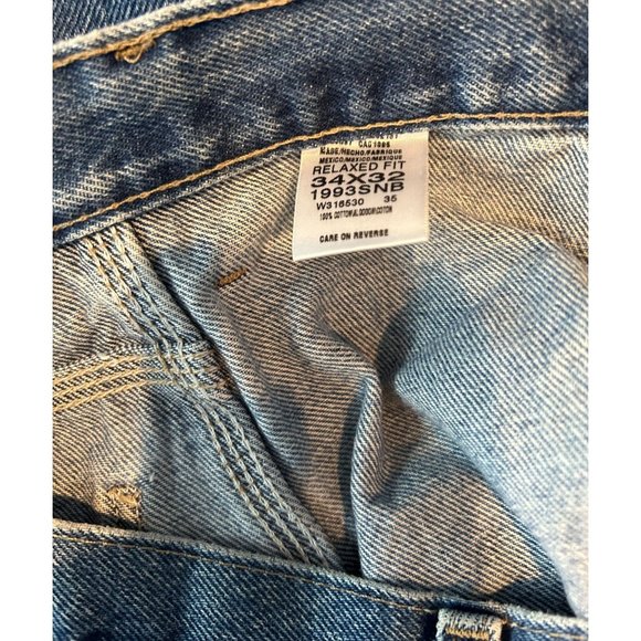 Vintage 90s Dickies Relaxed Fit Carpenter Denim Jeans 34 X 32 Cotton Straight - Picture 6 of 7